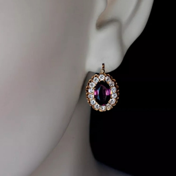 π18k Garnet Diamond Accent Earrings - Picture 3 of 5